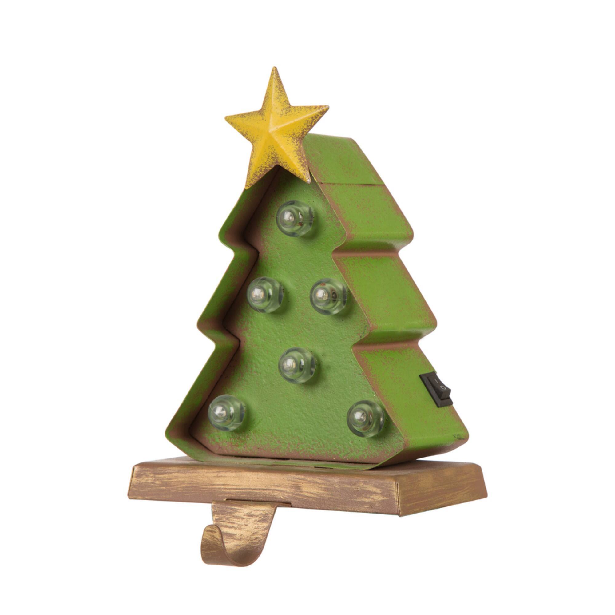 Glitzhome® LED Tree & Gift Box Stocking Holder Set